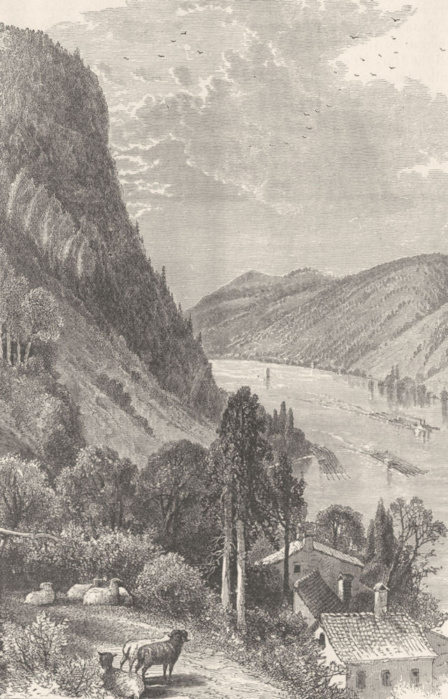 AUSTRIA. On the Danube above Linz 1893 old antique vintage print picture
